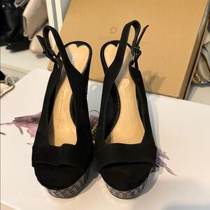 Elegant Black Slingback wedges by Gianni binni